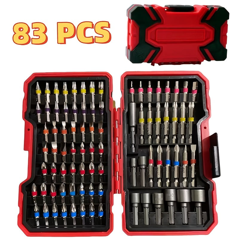 83 Rainbow Magic Box Electric Screwdriver Bit Kit - Compatible with Hexagonal, Cross, and Manual Drills - Durable Hard Alloy Material, Suitable for Precise Operations in Narrow Spaces