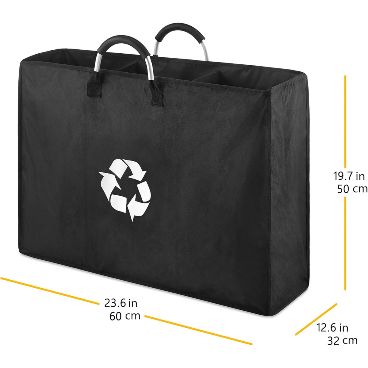 Large-capacity sorting trash can with aluminum handle, three compartments - removable storage basket, collapsible waterproof trash can, suitable for home, kitchen, outdoor camping and yard leaf litter.
