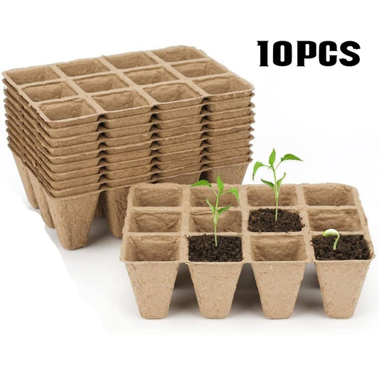 10 Pack Seedling Starter Trays - 120 Cells,Biodegradable Seed Starter Trays for Seedlings,Eco-Friendly Peat Pots