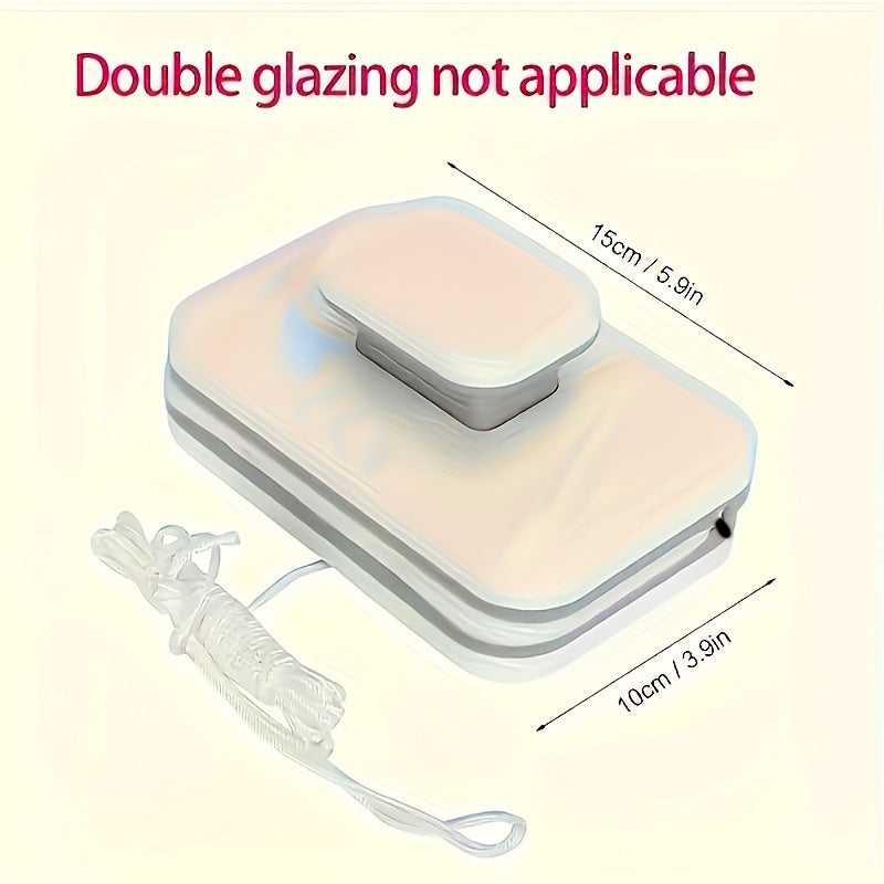 "1pc Double Sided Magnetic Window Cleaning Brush, High-rise Glass Cleaning Tool, ABS Handheld Safety Cleaning Accessories, Anti-Pinch Design, With Safety Rope, Suitable For 3-10mm Thickness Glass "