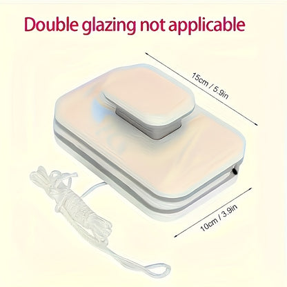 "1pc Double Sided Magnetic Window Cleaning Brush, High-rise Glass Cleaning Tool, ABS Handheld Safety Cleaning Accessories, Anti-Pinch Design, With Safety Rope, Suitable For 3-10mm Thickness Glass "