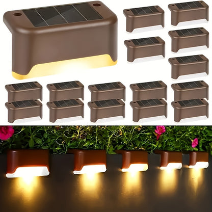 16pcs Solar Deck Lights Fence Suitable for Porch Stairs Balcony Clay Decorative Festival Decoration Halloween Christmas