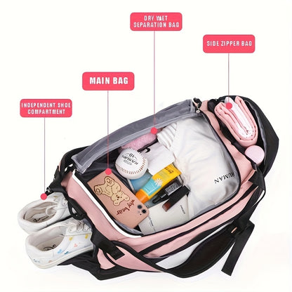 Travel Backpack for WomenLarge Capacity Travel Bag- Versatile Gym And Business Trip Luggage with Shoe Pouch Casual Daypack for Weekender Business Hiking, Pink