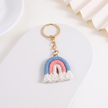 10 Pieces Rainbow Macrame Keychain Weaving Rainbow Tassel Keychains Car Keyring Holder Jewelry for Women
