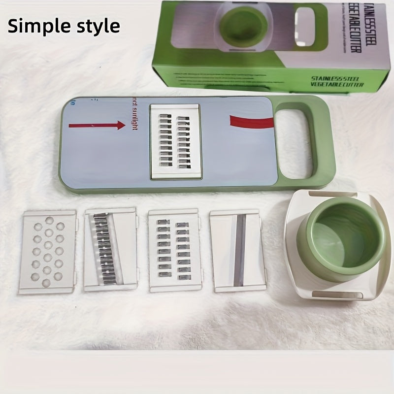 [16-in-1 Efficient Meal Preparation] Multi-function Vegetable Cutter, Vegetable Slicer, Shredder, Dicer, Manual Onion and Potato Grater/ Safety Hand Guard and Container/ Electricity-Free Kitchen Cooker