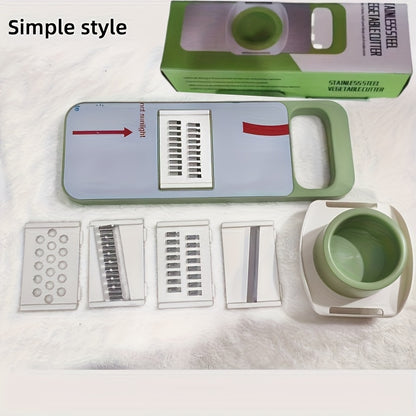 [16-in-1 Efficient Meal Preparation] Multi-function Vegetable Cutter, Vegetable Slicer, Shredder, Dicer, Manual Onion and Potato Grater/ Safety Hand Guard and Container/ Electricity-Free Kitchen Cooker