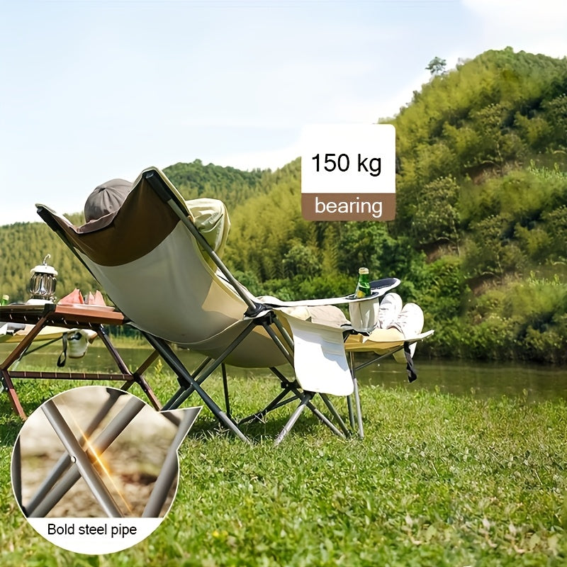 Reclining Beach Chairs， Upgraded Heavy Duty Portable Folding Lounge Camping Chair for Outdoor Patio, Beach, Lawn, Camping, or Pool Tanning Chair