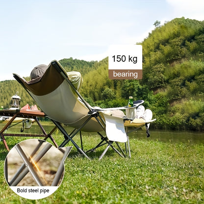 Reclining Beach Chairs， Upgraded Heavy Duty Portable Folding Lounge Camping Chair for Outdoor Patio, Beach, Lawn, Camping, or Pool Tanning Chair